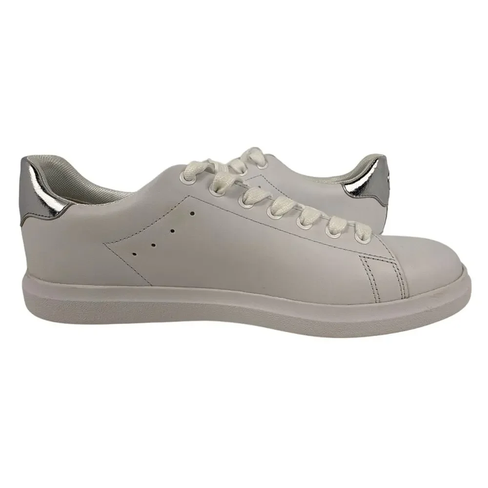 Tory Burch Howell Court Sneaker Women's Size 9 Low Top Leather White/Silver Logo